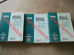 1998 pontiac grand am olds achieva buick skylark 2nd service manuals manual