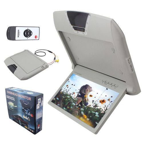 Grey 10.1-inch hd wide lcd tft car ceiling flip down monitor roof mount remote