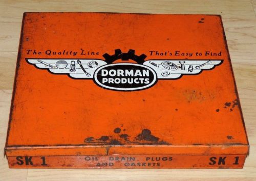 Vintage dorman products tin display case sk1 oil drain plugs gaskets