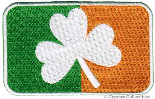 Irish heritage biker patch - ireland shamrock clover iron-on flag embroidered