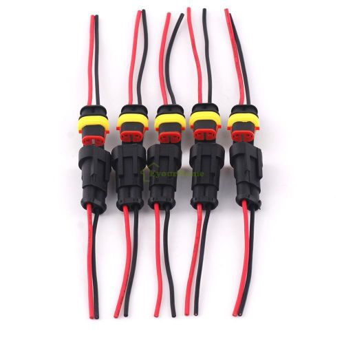 New 5 lots 2 pin 2 way car waterproof electrical connector plug wire awg marine