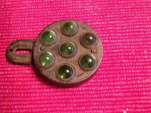 Antique glass marble truck/auto reflector - green marbles