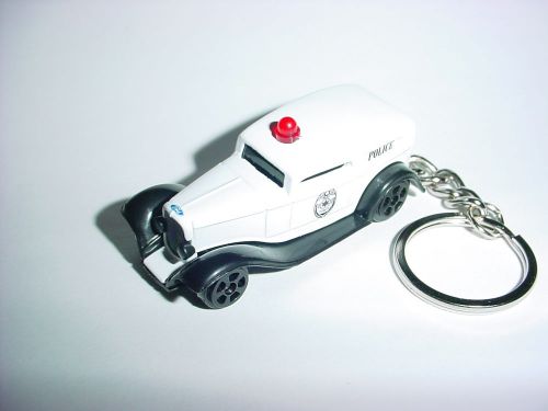 New 3d white 32&#039; ford hot rod custom keychain keyring key american police ride!