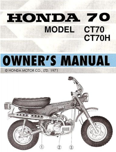 1972 honda ct70 minibike motorcycle owners manual -honda ct 70-ct70h-trail 70