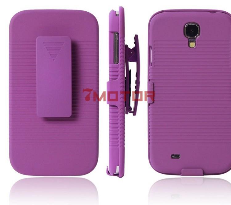 7m samsung galaxy s s4 i9500 purple phone shell belt clip holster case stand new