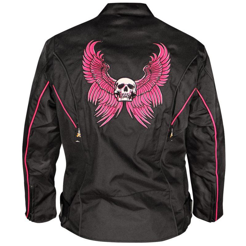   xelement women's pink winged skull tri-tex motorcycle jacket reg. $199.95