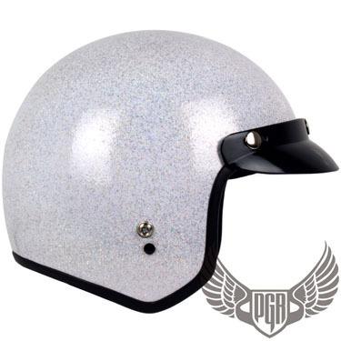 S m l xl xxl ~ glitter white vintage style retro 3/4 open face motorcycle helmet