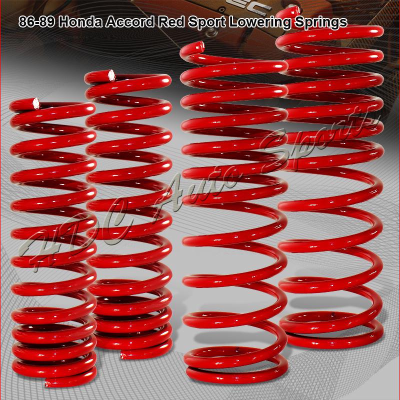 86-89 honda accord red 2" drop suspension racing lowering springs front + rear