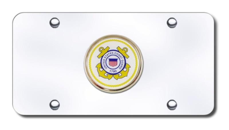 U.s. coast guard logo on chrome license plate made in usa genuine