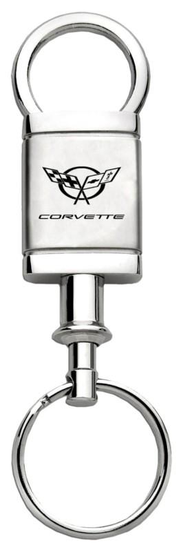 Gm corvette c5 satin-chrome valet keychain / key fob engraved in usa genuine