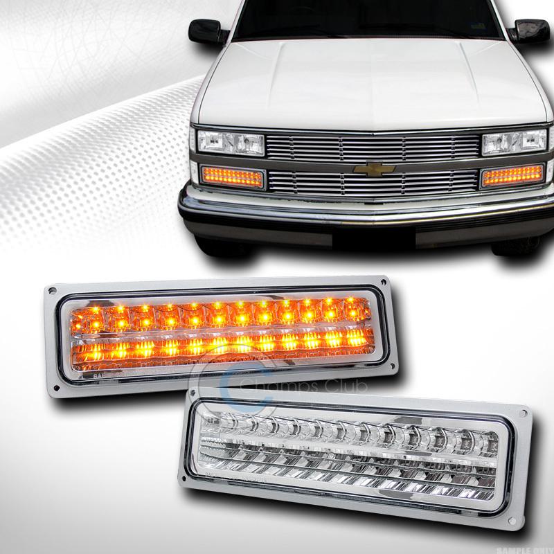 Chrome clear led signal bumper lights lamps 88-98 chevy gmc c10 ck c/k truck/suv