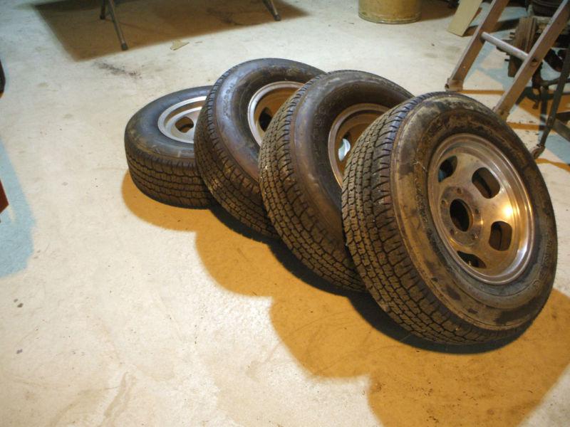1953 ford truck aluminum slotted wheels and tires - used