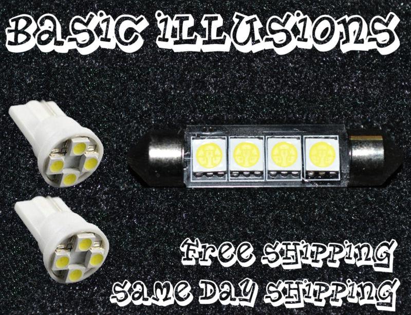 Red 1x 211 4smd dome map light + 2x 194 4led license plate courtesy bulb