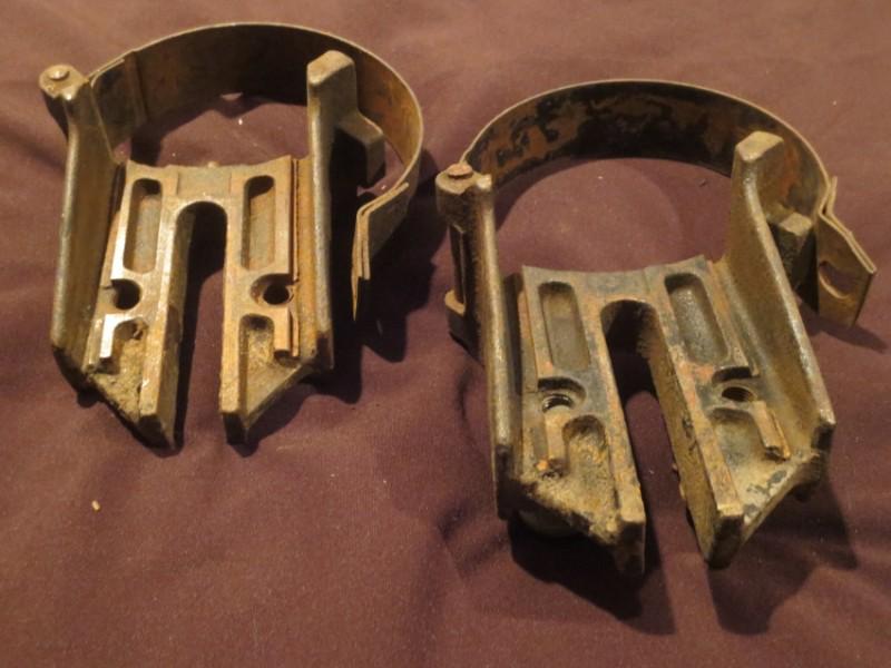 Pair of two original vintage ford flathead generator brackets with clamps