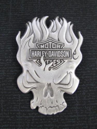 Harley-davidson flame skull jacket vest pin 