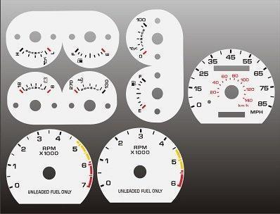 1990-1993 ford mustang 85 mph instrument cluster white face gauges 90-93