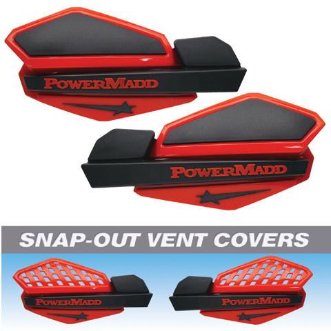 Powermadd handguards red / black star series with atv handlebar mounts