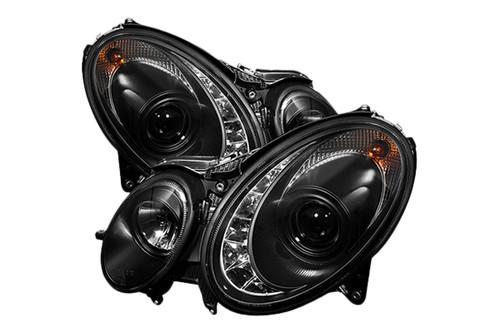 Spyder mbw21103drl black clear projector headlights head light w leds drl