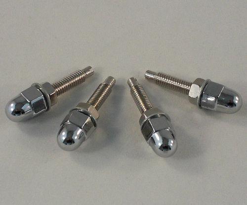 4 chrome "acorn" motorcycle license plate frame bolts - hex lic fastener screws
