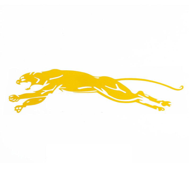 Yellow cheetah shaped adhesive decal sticker for car vehicle