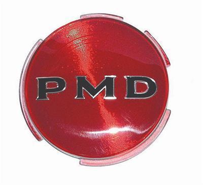 Trim parts wheel cover emblem plastic black/red pmd logo 2.75" dia pontiac ea