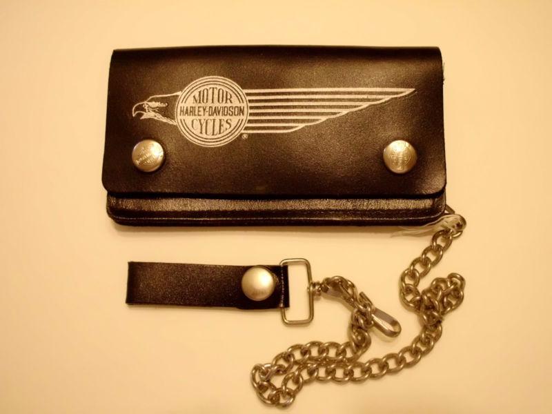 Harley-davidson wallet vintage 6 x 3-1/2 nos 80's 14 "chain included