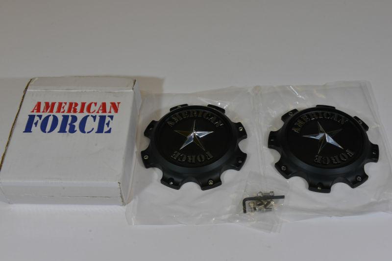 American force 19.5" wheels - black / chrome - front wheel center caps - new