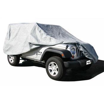 07-12 rampage jeep wrangler jk 4 door full car cover 4 layer gray w/ cable lock