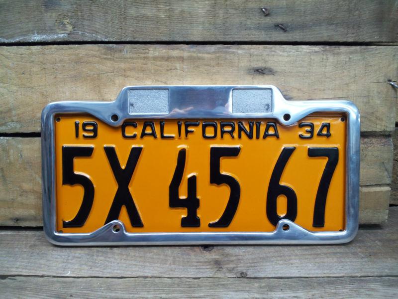 1929 - 1939 ca license plate frame w tag tabs ford hot rod rat street vtg style