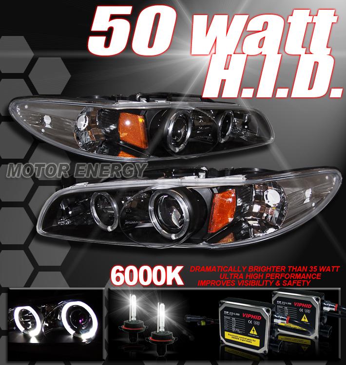 97-03 grand prix halo black projector headlight+50w hid