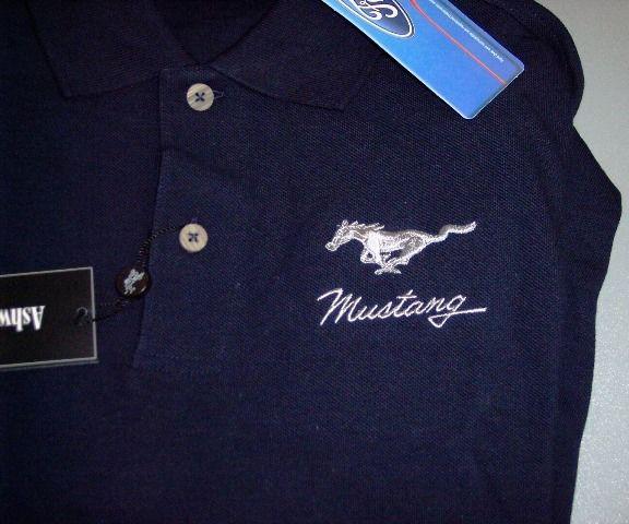 Brand new ford mustang pony navy blue ashworth med large or xxl golf polo shirt!