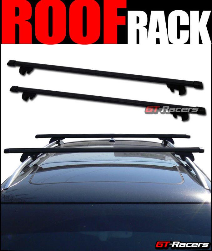 Black 54" aluminum roof top rail rack cross bars kit carrier baggage lock+key gg