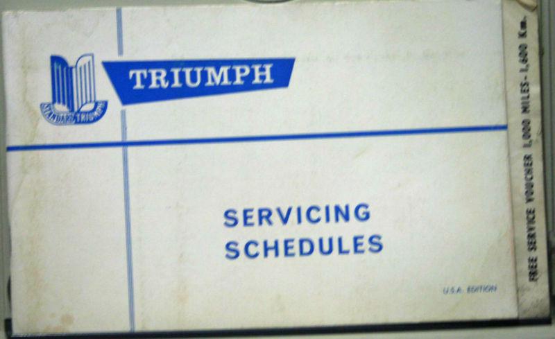 Triumph (standard-triump motor company) spitfire tr servicing schedules