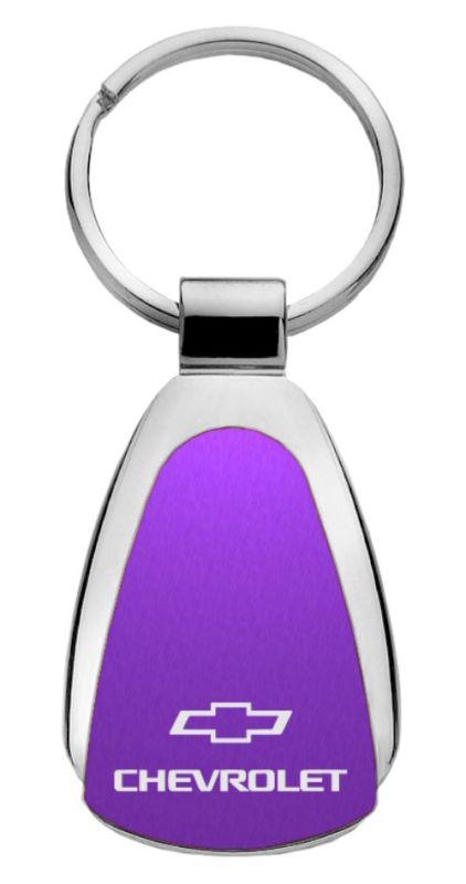 Gm chevrolet purple teardrop keychain / key fob engraved in usa genuine