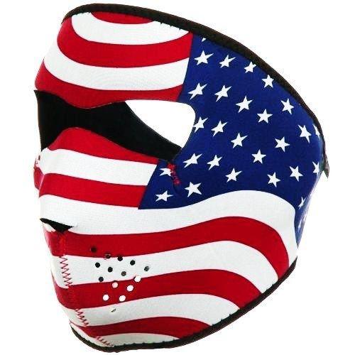 Reversible motorcycle biker, skiing neoprene face mask -usa flag stars & stripes