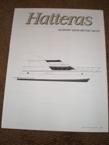 1996 hatteras 50 sport deck motor yacht marketing / specifications brochure
