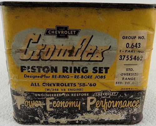 1958 1959 1960 chevrolet nos gm 348 v8 engine cromflex piston ring set