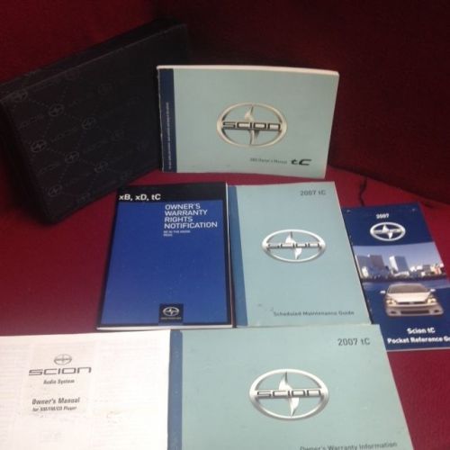 2007 scion tc oem owners manual set w/ audio system guide, first aid kit + case
