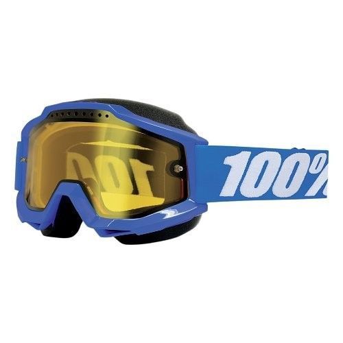 New 100% accuri snowmobile goggle reflex blue w/ yellow vented lens w/ pins