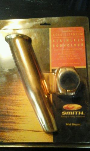 Smith item 53661ga mid mount stainless steel clamp-on rod holders-gold finish