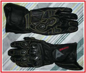 New men full finger black motorcycle off road bike riding armor leather gloves l