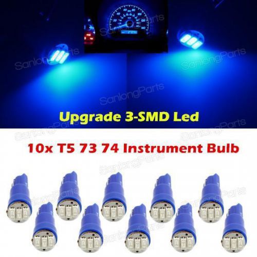 10x t5 blue instrument gauge cluster 37 73 74 17 3-smd 1206 led bulb for gmc