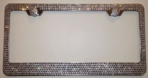 Swarovski crystal license plate frame 6 rows large crystal on chrome frame