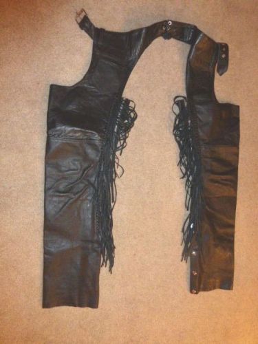 Hot! black leather fringe chaps size s -6-8 hardly worn