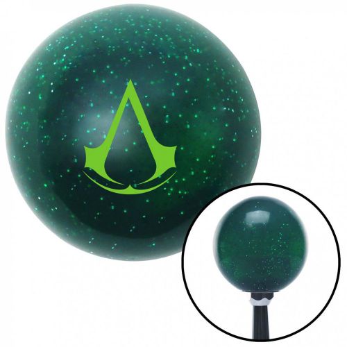 Green assassins creed green metal flake shift knob with 16mm x 1.5 insertblack