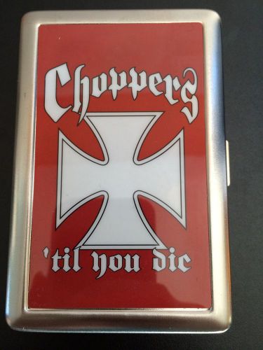 Cigarette case choppers &#039;til you die red 4&#034; x 2.5&#034; new!