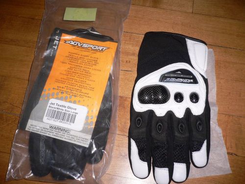 Agv sport jet textile black/white gloves size large
