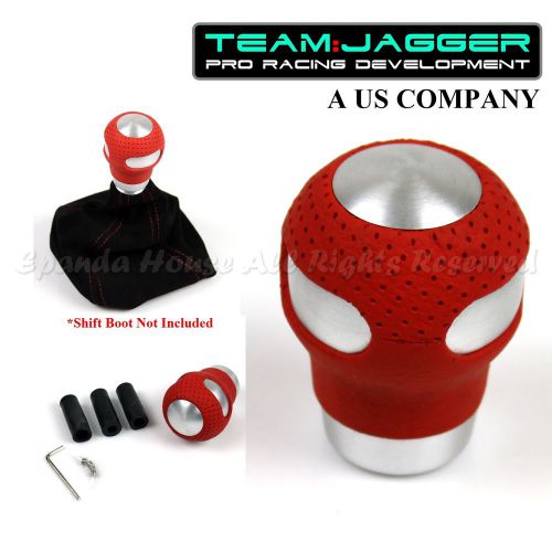 For jap car! m12 m8 m10 thread!usa silver red leather manual gear shift knob diy