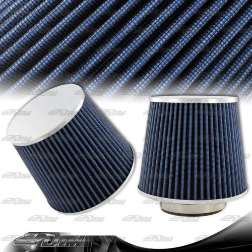 Universal cotton gauze 3 inch inlet flat top cone style air intake filter blue