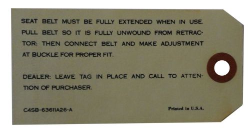 1964 1965 1966 1967 lincoln seat belt retractors instructions tag